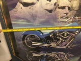 Classic Harley Davidson custom Chopper framed art Mt Rushmore glass wall décor