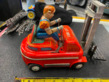Vintage Tin Toy Modern Toys Japan Fork Truck lift Battery Litho Rare Spins Pivot