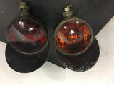 Vintage black metal electric lights red sealed beam railroad equipment train