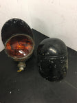 Vintage black metal electric lights red sealed beam railroad equipment untested!