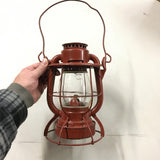 Painted Red Dietz Vesta Railroad Lantern New York Central Clear Globe stamped