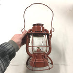 Painted Red Dietz Vesta Railroad Lantern New York Central Clear Globe stamped