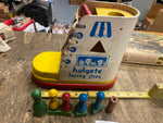 Vtg Educational Toy Shoe Boot teach kids how to lace Square Triangle Blocks Holg