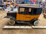 Vtg Ferdinand Strauss Wind Up Toy Tin Car Jalopy 1920's Yell o taxi RARE BLEM!