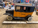 Vtg Ferdinand Strauss Wind Up Toy Tin Car Jalopy 1920's Yell o taxi RARE BLEM!