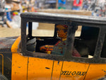Vtg Ferdinand Strauss Wind Up Toy Tin Car Jalopy 1920's Yell o taxi RARE BLEM!