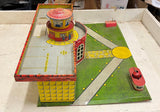 vtg 1950s Tinplate superior Airport by Mettoy playset Airplane Hanger