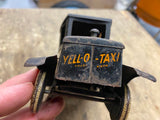 Vtg Ferdinand Strauss Wind Up Toy Tin Car Jalopy 1920's Yell o taxi RARE BLEM!