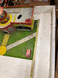 vtg 1950s Tinplate superior Airport by Mettoy playset Airplane Hanger