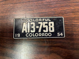 VTG 1954 Colorful Colorado Bicycle  License Plate AI3-758
