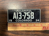 VTG 1954 Colorful Colorado Bicycle  License Plate AI3-758