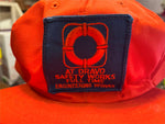 VTG 1980s Made in USA Par-Line Dravo Safety Works Orange Trucker Hat adjustable