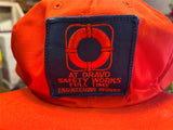 VTG 1980s Made in USA Par-Line Dravo Safety Works Orange Trucker Hat adjustable