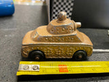 Manoli Cast Slush Military Tank 1930's Vtg Toy Cast Rubber Wheel Orig Survivor!