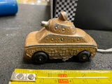 Manoli Cast Slush Military Tank 1930's Vtg Toy Cast Rubber Wheel Orig Survivor!