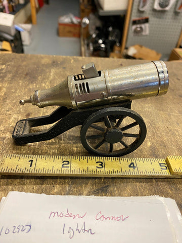 Vtg Modern Cannon Table Lighter Unique Gift Collectible Cast Iron Base