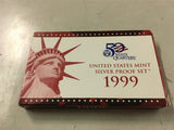 1999 United States mint silver proof hard case set 9 collectable coins