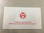 1999 United States mint silver proof hard case set 9 collectable coins