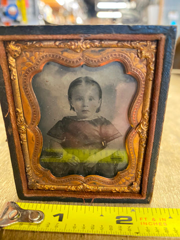 Vtg Civil War Era 1860's Antique Victorian Tin Type Picture Pressed Paper Case!