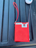 Vtg Red Midland International AM transistor radio hand strap Minty 9v
