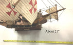 Vtg Historical Santa Maria wooden model ship Christopher Columbus Mancave Collec