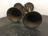Vintage Antique dual electronic horns mounted steel untested 16" long complete