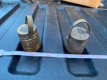 Vtg Heavy Brass Salt Pepper Shakers Unique Collectible Industrial look
