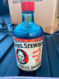 MRS. STEWART'S LIQUID BLUING VTG FLASS BOTTLE FACTORY CLEANING ANTIQUE 1920'S