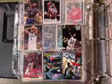 VTG Binder Full of 100+ 1990s NFL,NHL,NBA,MLB Trading Cards Larry Bird & more