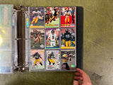 VTG Binder Full of 100+ 1990s NFL,NHL,NBA,MLB Trading Cards Larry Bird & more