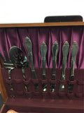 Vintage Lot Silverware Set Rodgers & Bro wooden box Knives spoons forks cloth 82