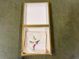 VTG Florentia Made in Italy Wagtail Keepsake Box Golden Gilded w/Handkerchiefs