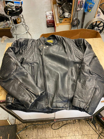 Vtg 1980's Protech Leather Jacket Coat Mad Max Size 50 Motorcycle Riding Coat