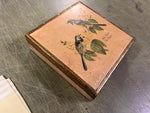 VTG Florentia Made in Italy Wagtail Keepsake Box Golden Gilded w/Handkerchiefs