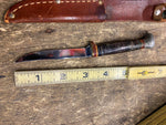 Vtg WW2 Ka-bar Boot Knife Sheath Fixed Blade Military marine USA Leather Washer