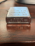 vtg 1998 Now I'm Smokin' polished chrome zippo lighter NIB never lit