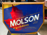 33x37 Molson golden Beer Sign Mirror Bar Tavern Man Cave Huge Breweriana Collect
