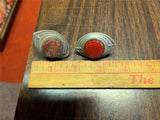 VTG 1960s Metal Motorcycle Cat Eye Red License Plate Reflectors Harley Indian