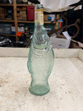 vtg 1997 Pescevino green glass white wine fish bottle missing lid