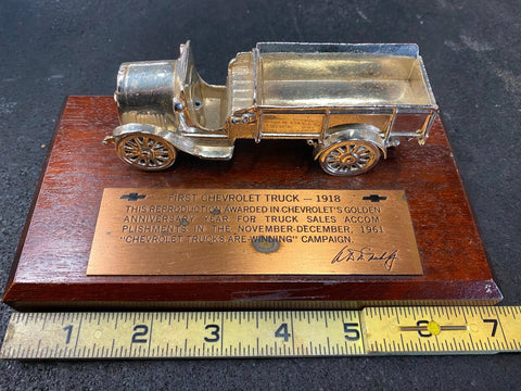 1961 Truck Sales Award Chevy Dealer Desk Trophy VTG Collectible Oil Gas Auto Car