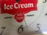 VTG 1950s Swift's Ice Cream Premium Brand Lighted Wall Pam Clock Tested See Desc