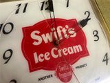 VTG 1950s Swift's Ice Cream Premium Brand Lighted Wall Pam Clock Tested See Desc