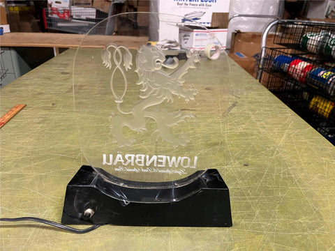 VTG LOWENBRAU LIGHT DARK SPECIAL BEER LIGHTED 12" BEER SIGN TESTED WORKS