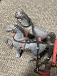 vtg antique unbranded cast iron detachable two horse drawn carriage toy