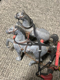 vtg antique unbranded cast iron detachable two horse drawn carriage toy