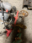 vtg antique unbranded cast iron detachable two horse drawn carriage toy