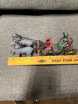 vtg antique unbranded cast iron detachable two horse drawn carriage toy