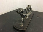 Vintage western shelf art drunk cowboy horse wooden base drifter home/barn décor