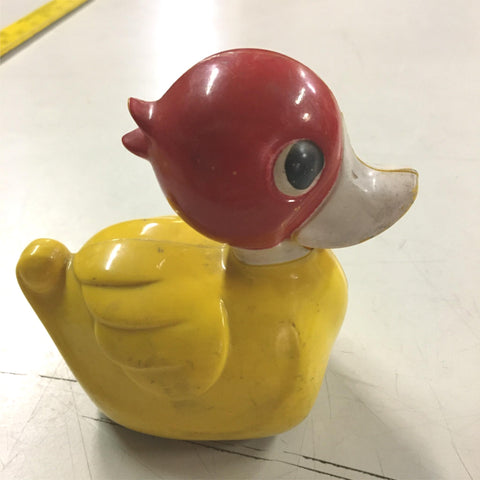vtg Friction Motor Toy Plastic "Susie" Duckling red & yellow childrens duck toy