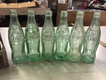 Vtg Coca-Cola 6 pack 6 1/2 oz glass bottles aluminum base steel handle case set